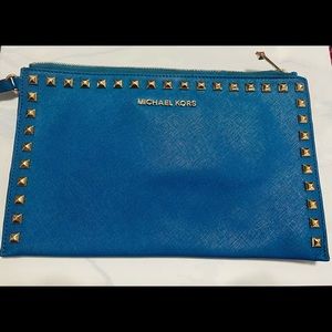 Authentic Vintage Michael Kors Blue Studded Clutch
